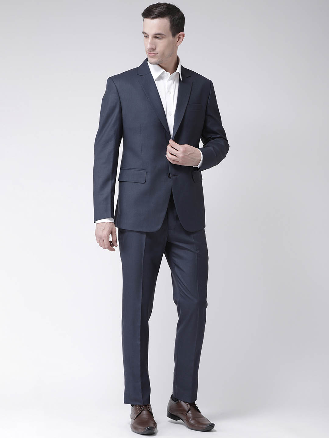 Men Blue Solid Slim-Fit Single-Breasted Suit – Fashionation